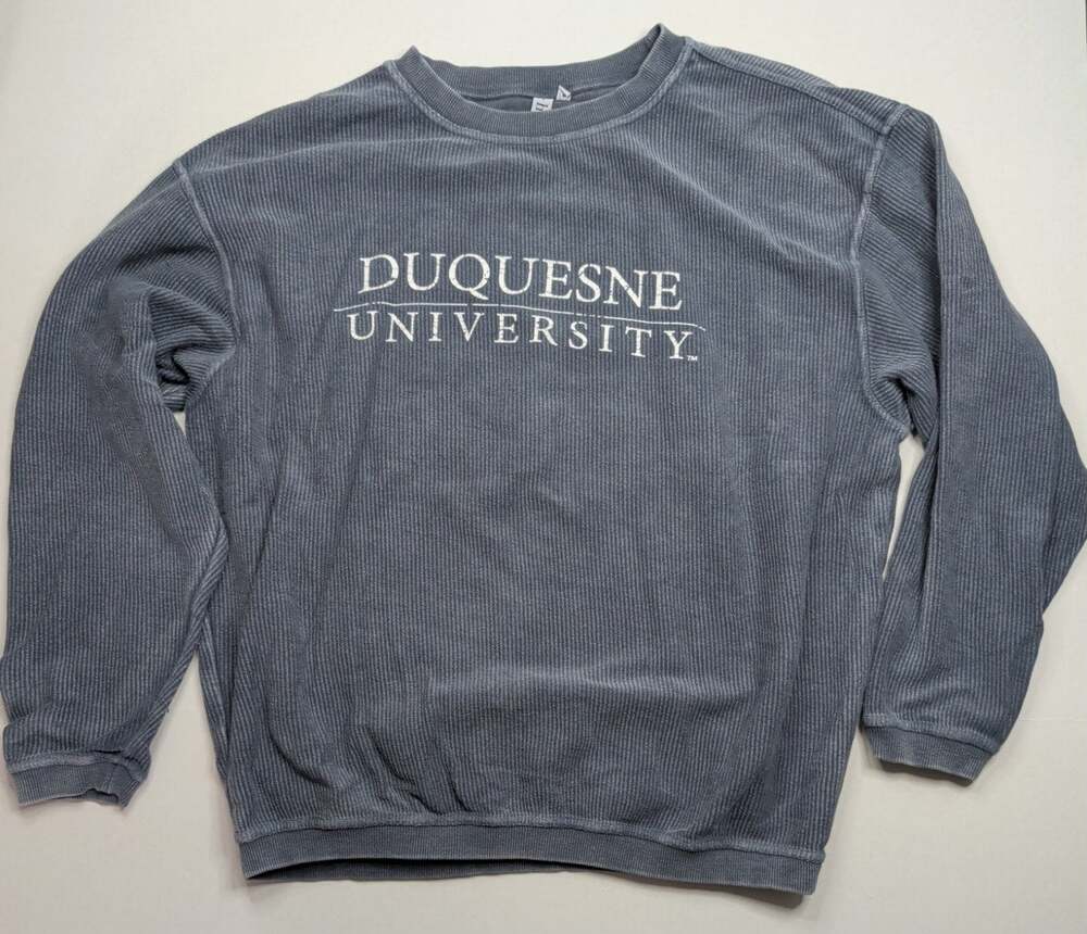 Chicka-D Duquesne Dukes Women's Gray Soft Corded Crew Sweatshirt Size M Soft